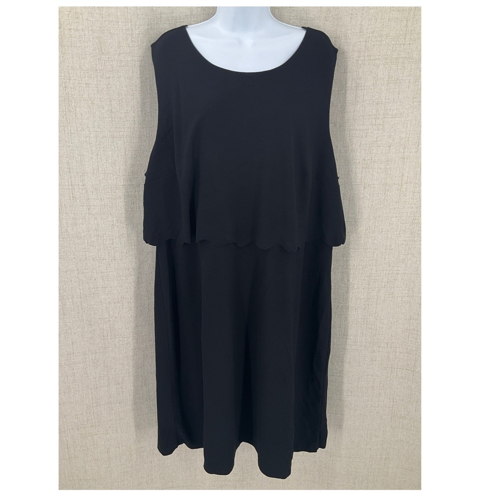 Loft Plus Dress Womens 22 Black Scalloped Layered‎ Cutout Sheath Cocktail New